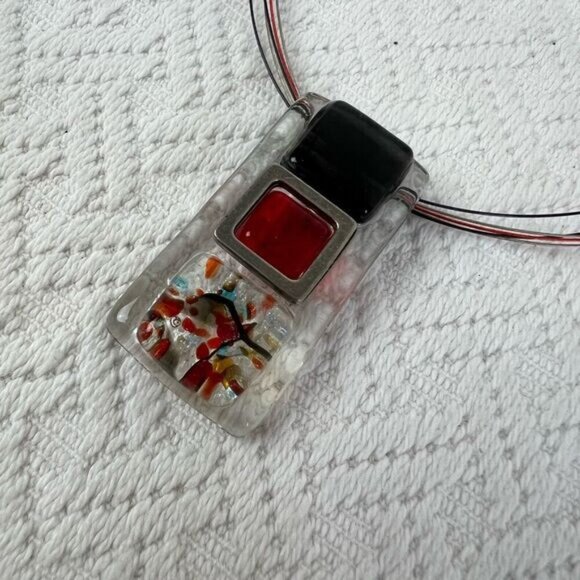 Vintage Resin Art Glass Clasp Closure Necklace Statement Piece - Picture 13 of 15